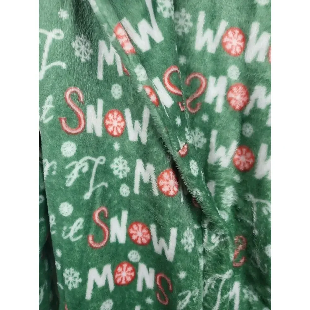 NYC Underground Super Soft Robe OS Womens Long Sleeve Green‎ Christmas Holiday